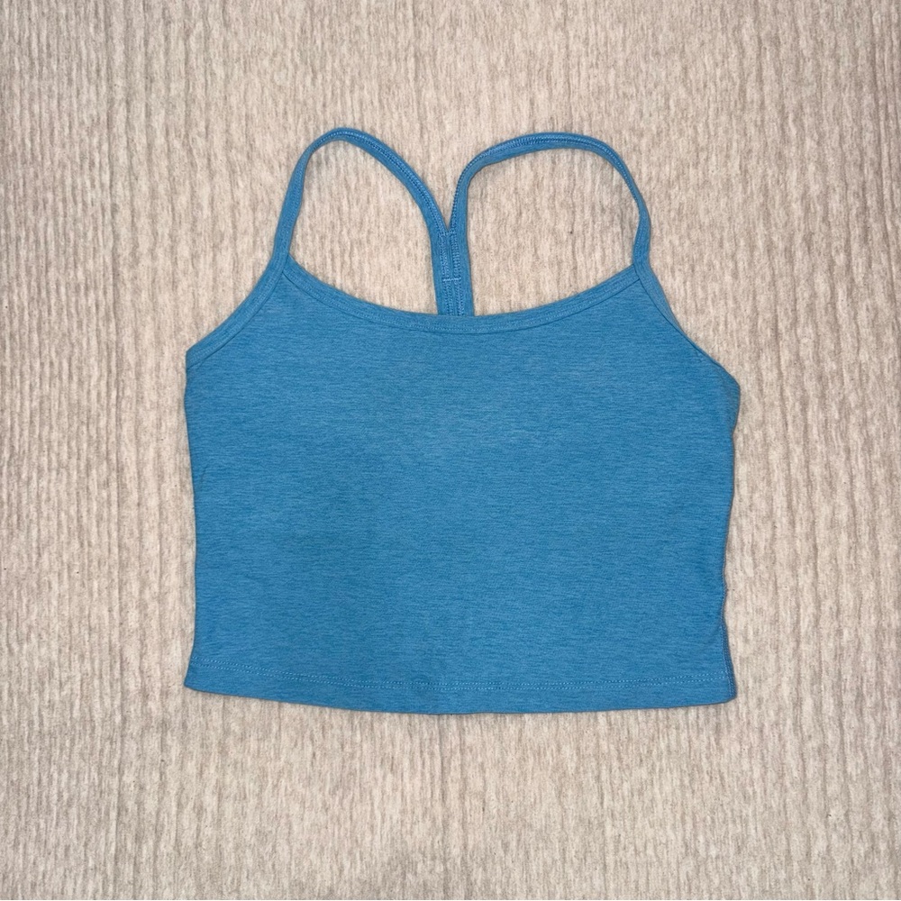 Beyond Yoga Light Blue Spacedye Racerback Cropped Tank